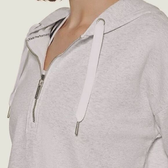 Calvin Klein Performance Women's Gray Quarter Zip Pullover Hoodie - Picture 2 of 15